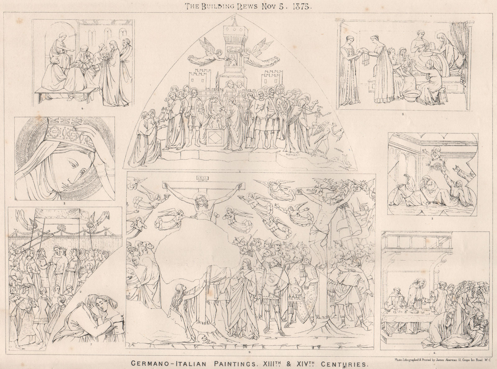 Germano-Italian paintings XIIIth. & XIVth. centuries. Fine arts 1875 old print